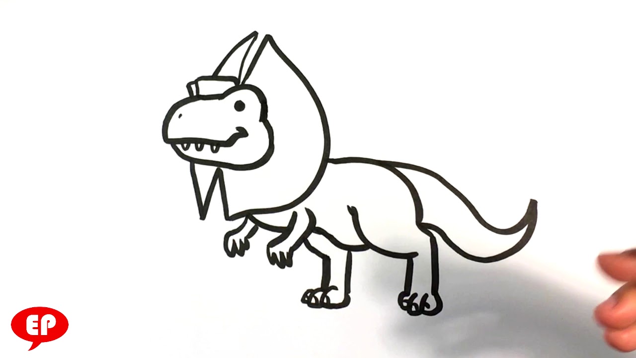 1280x720 how to draw a cute dinosaur - Dilophosaurus Drawing