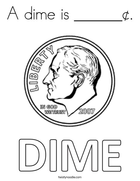 468x605 A Dime Is Coloring Page - Dime Drawing