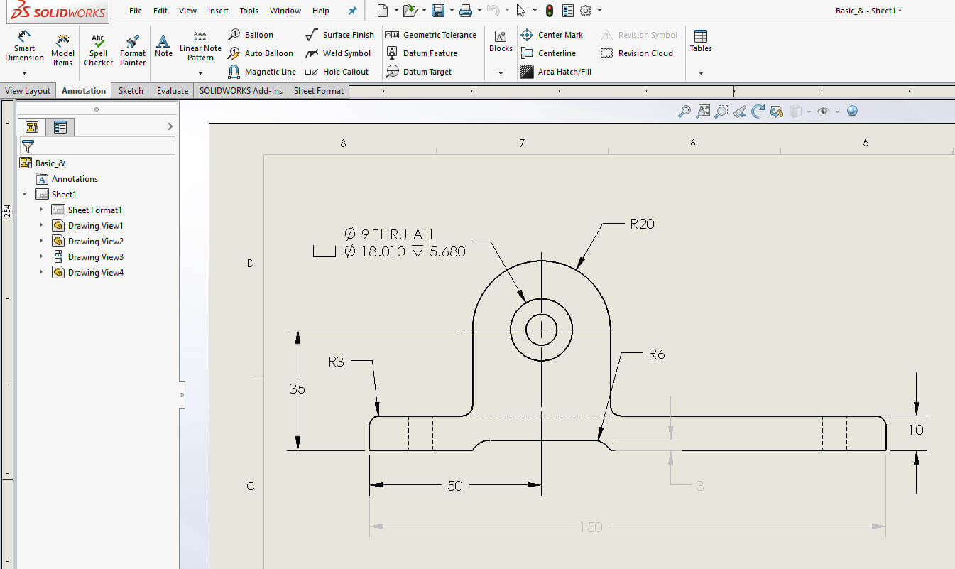 1345x801 how to hideshow dimensions in a solidworks drawing - Dimension Drawing