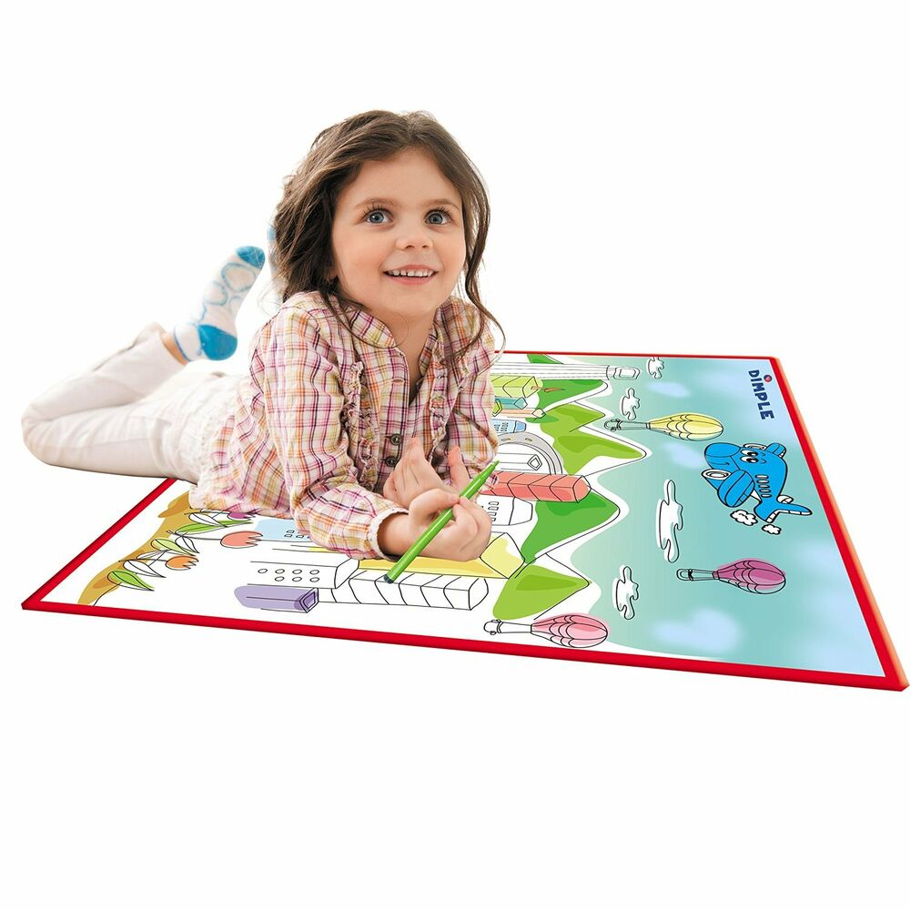 1000x1000 kids small washable coloring play mat with 'bustling city life - Dimple Drawing