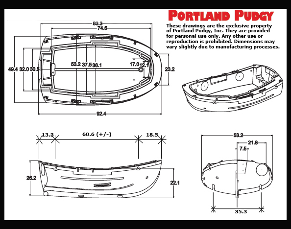 594x468 portland pudgy dinghy dimensional drawings portland pudgy - Dinghy Drawing