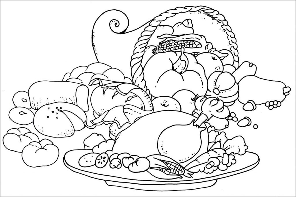 1024x683 Coloring Pages Coloring Pages Turkey Dinner Drawing - Dinner Drawing