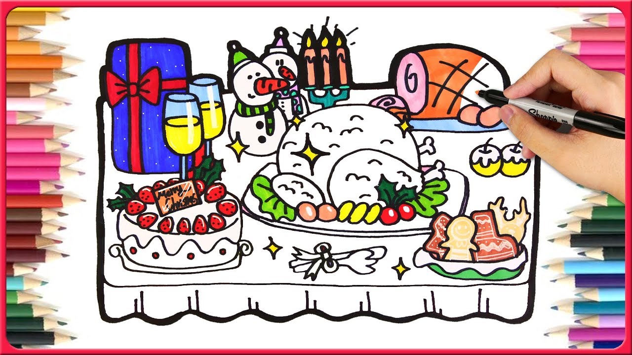 1280x720 How To Draw Christmas Dinner Drawing Learn To Draw Using Pencil - Dinner Drawing