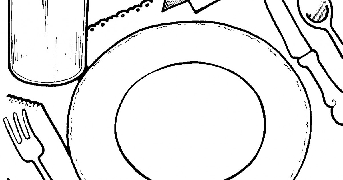 1200x630 Dinner Plate Clipart Outline Collection - Dinner Plate Drawing