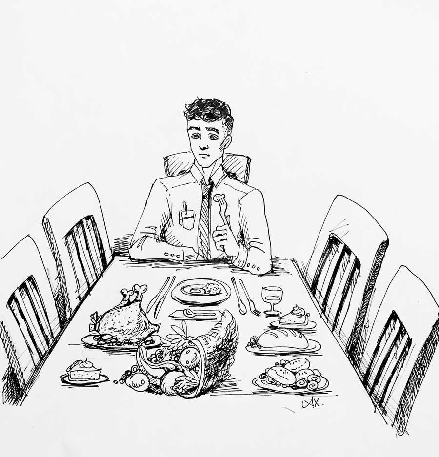 900x937 Empty Chairs - Dinner Table Drawing