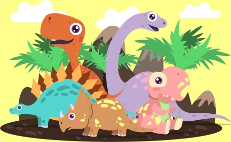 468x287 Dinosaur Icons Colored Colored Cartoon Vectors Stock For Free - Dinosaur Cartoon Drawing