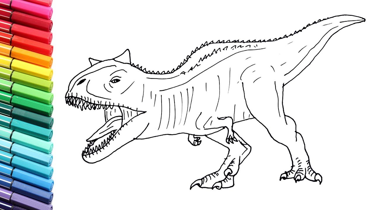 1280x720 How To Draw New Jurassic World Dinosaur Carnotaur - Dinosaur Drawing