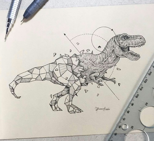 500x456 Origami Dinosaur Discovered - Dinosaur Drawing Book