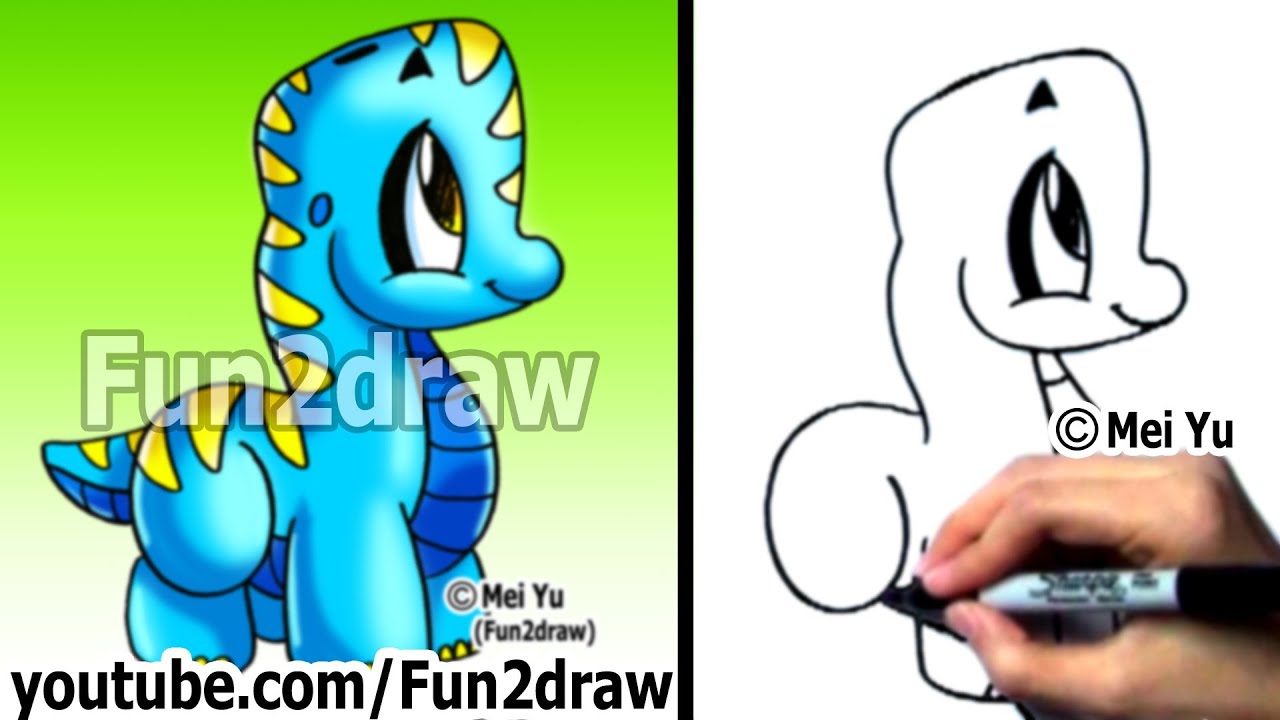1280x720 Easy Drawings - Dinosaur Drawing Cartoon