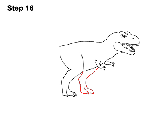 500x386 How To Draw A Tyrannosaurus Rex - Dinosaur Drawing Cartoon