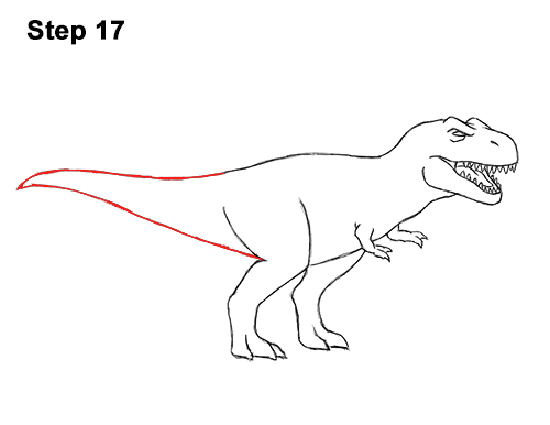 500x386 How To Draw A Tyrannosaurus Rex - Dinosaur Drawing Easy