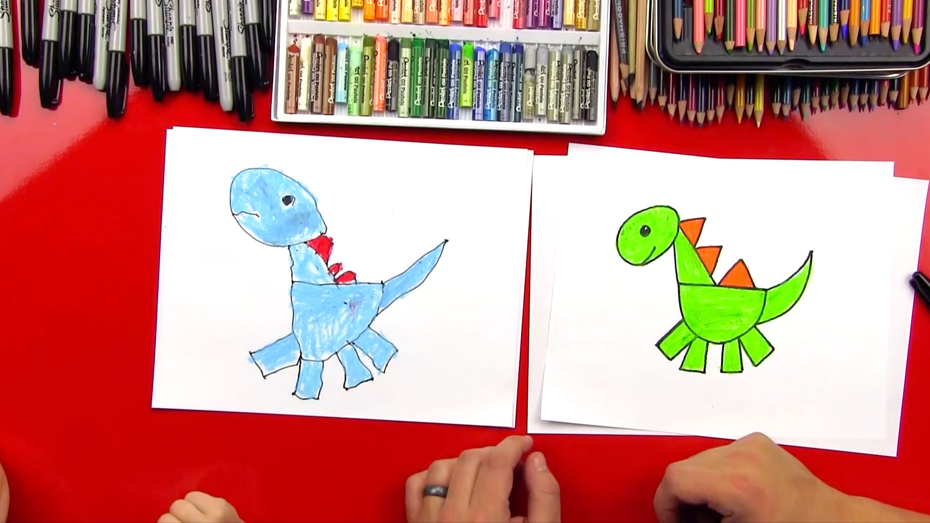 1907x1074 How To Draw A Dinosaur With Shapes - Dinosaur Drawing For Kids