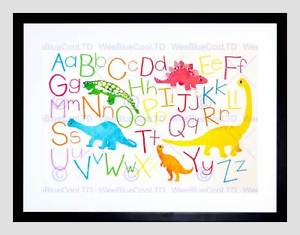300x235 Paintings Drawing Children Kids Dinosaur Alphabet Colour Framed - Dinosaur Drawing For Kids