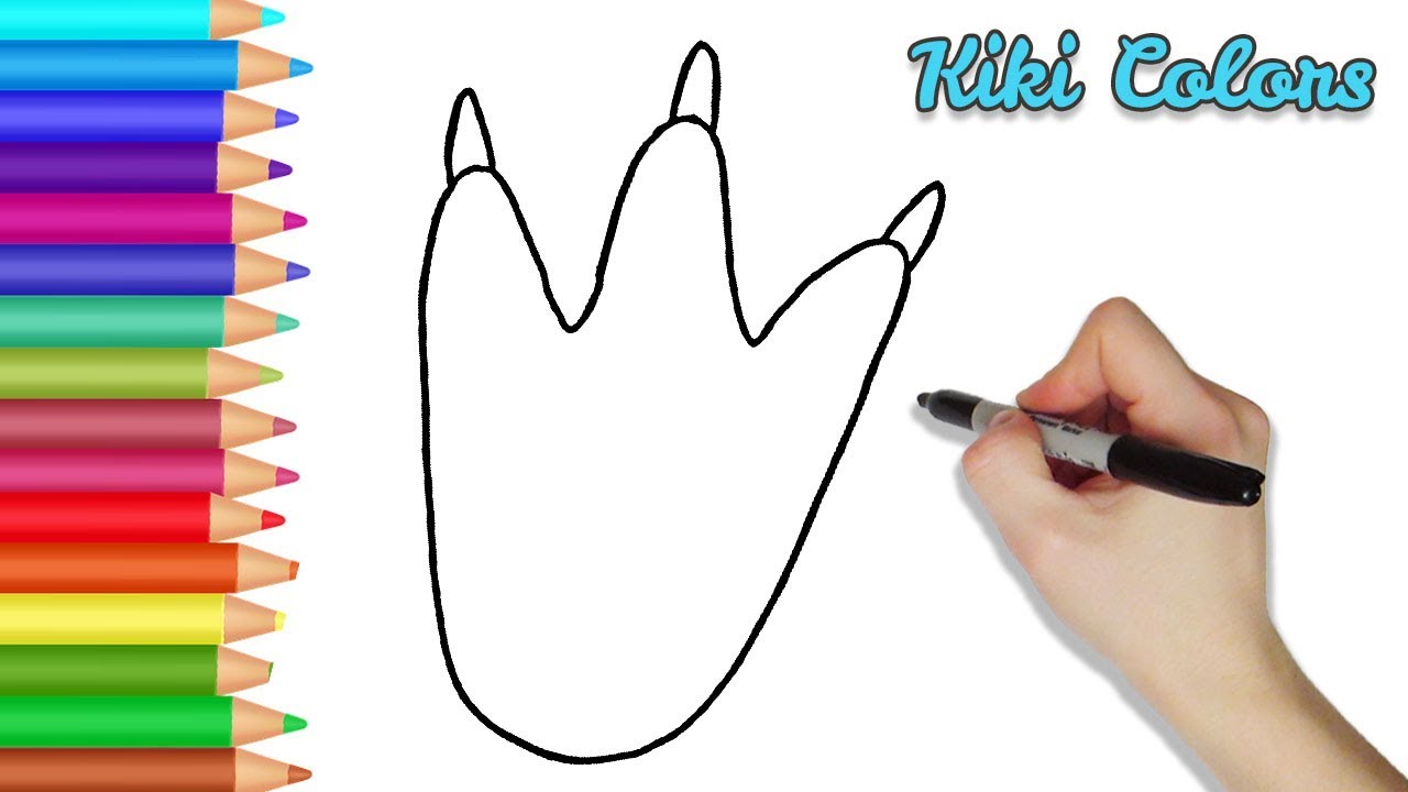 1280x720 how to color dino footprint teach drawing for kids and toddlers - Dinosaur Footprint Drawing