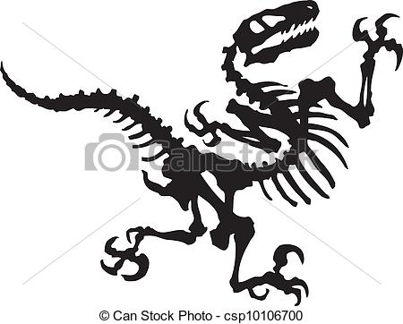 450x362 vector raptor dinosaur fossil vector silhouette of raptor - Dinosaur Fossil Drawing