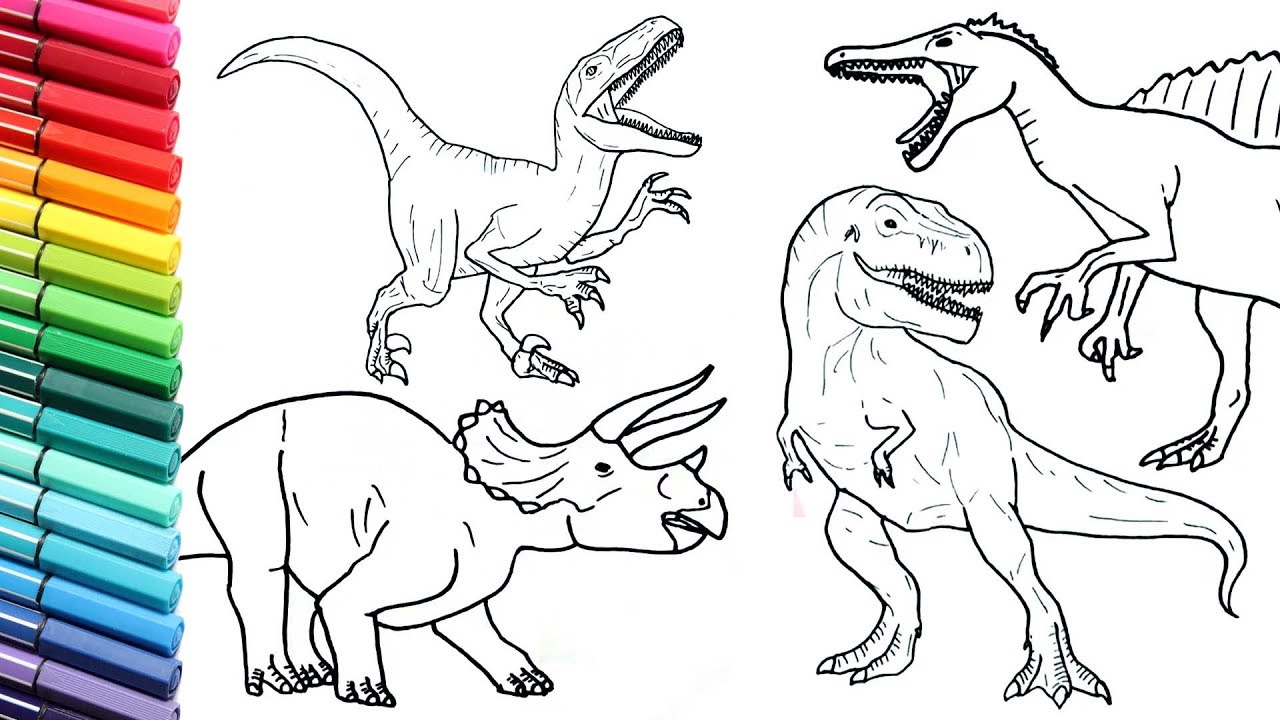 1280x720 Drawing And Coloring Dinosaur Collection - Dinosaur Images For Drawing