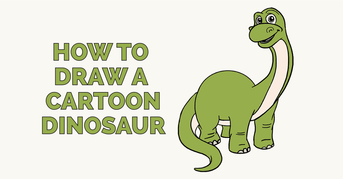1200x628 How To Draw A Cartoon Dinosaur Easy Step - Dinosaur Pictures Drawing