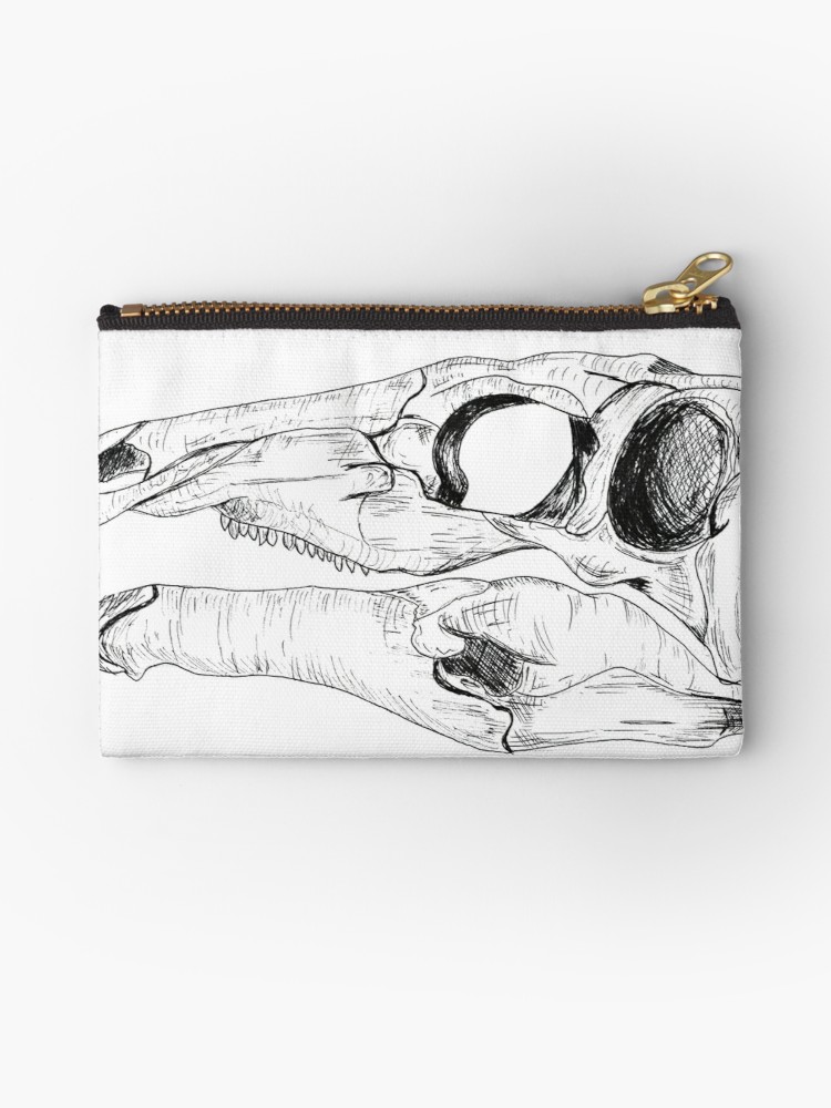 750x1000 Dinosaur Skull Drawing Studio Pouches - Dinosaur Skull Drawing