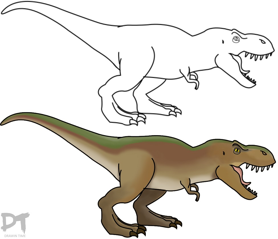 976x840 How To Draw A T Rex Dinosaur Drawintime - Dinosaur T Rex Drawing