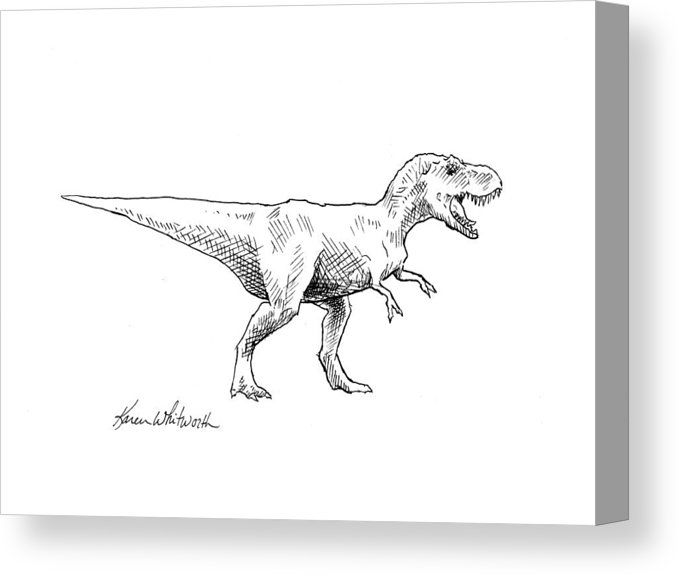 678x575 tyrannosaurus rex dinosaur t rex ink drawing illustration canvas - Dinosaur T Rex Drawing