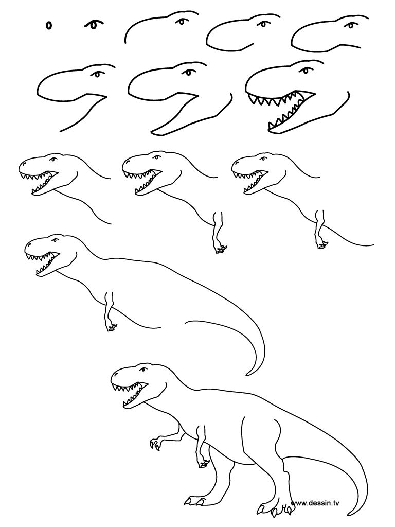 768x1024 Kids Learn How To Draw A T Rex Crafts Creativity Basteln - Dinosaur T Rex Drawing