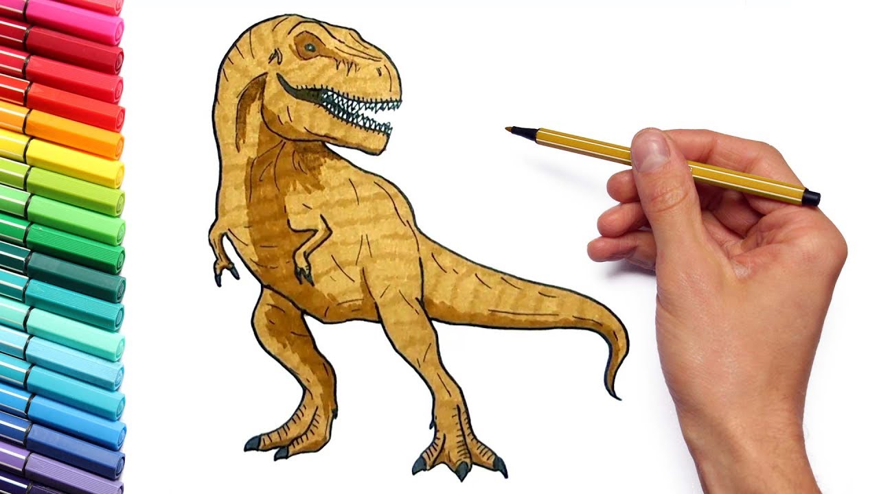 simple drawing of a 2d t rex