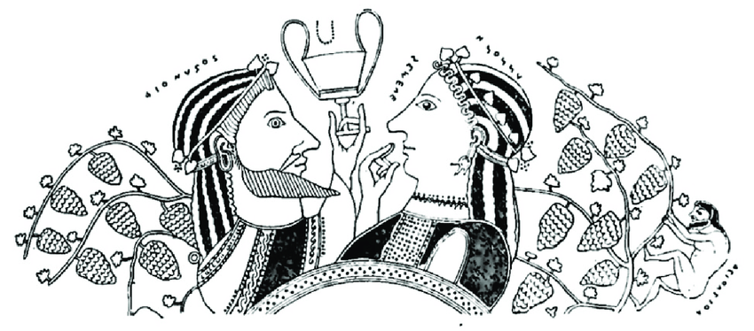 850x374 Semele Performing Mano Cornuta In Front Of Dionysus Download - Dionysus Drawing