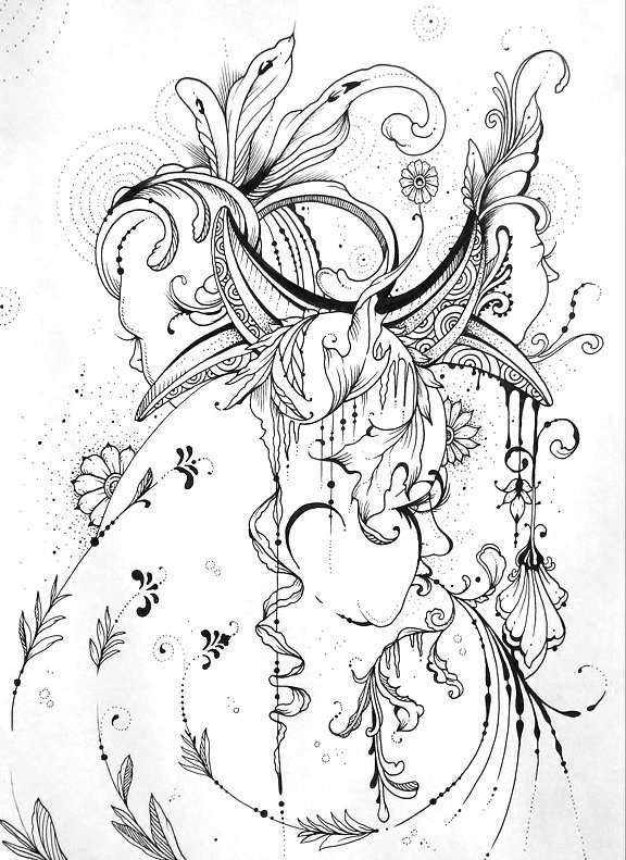 576x791 wives of dionysus original drawing the divine palm studio - Dionysus Drawing