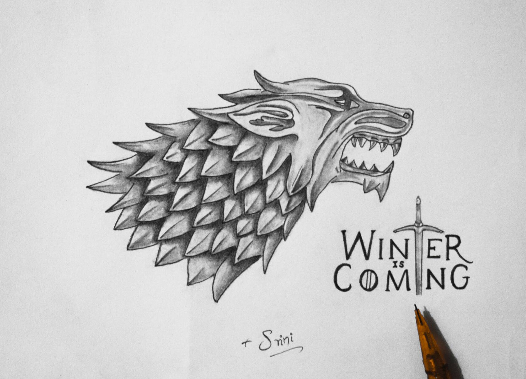 1711x1235 Direwolf Drawing Creativentechno - Dire Wolf Drawing