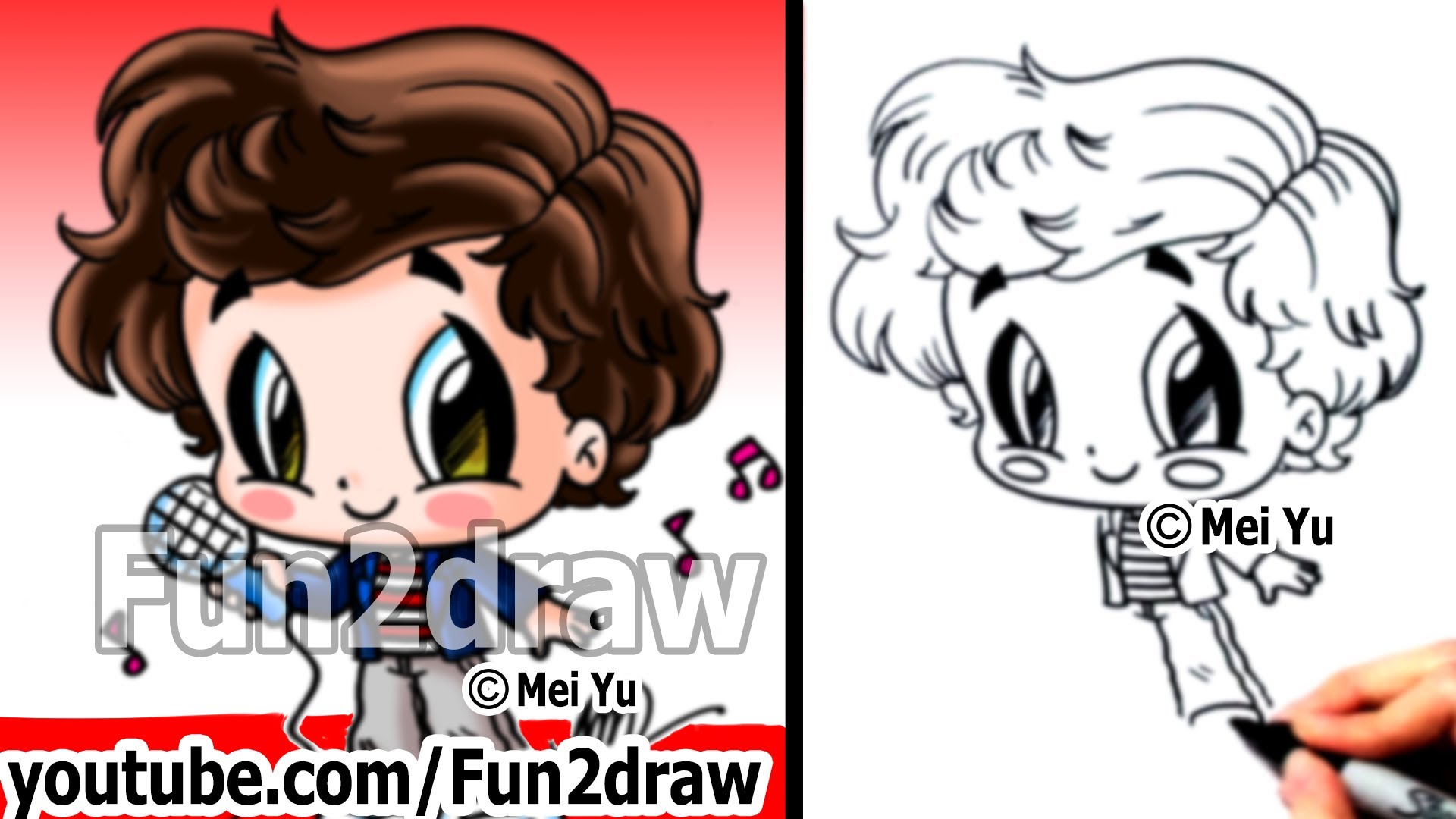 1920x1080 One Direction Harry Styles Drawing Tutorial Chibi How - Direction Drawing