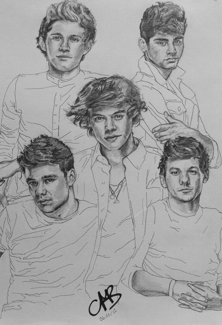 739x1080 one direction sketch drawing and one direction drawing, pencil - Direction Drawing