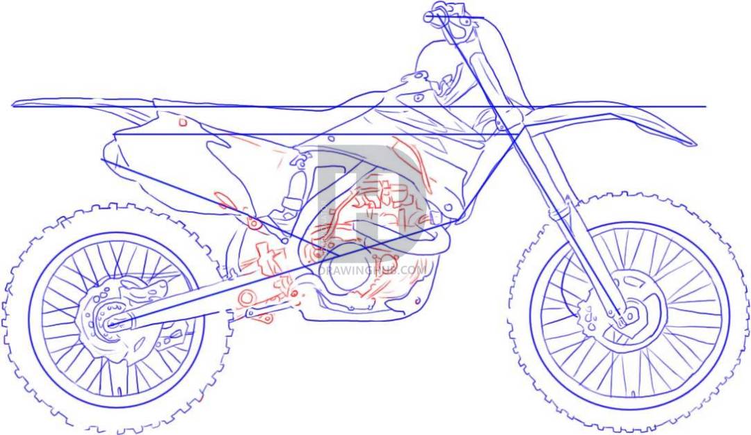 1080x626 how to draw a dirt bike, step - Dirt Bike Drawing Step By Step