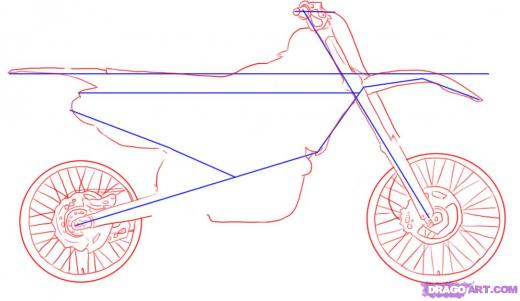 520x301 learn how to draw a dirt bike, motorcycles, transportation, free - Dirt Bike Drawing Step By Step