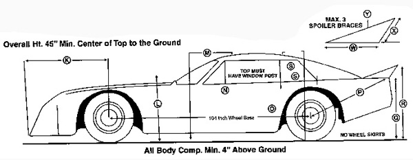 600x233 Super Late Model Body Rules - Dirt Late Model Drawing