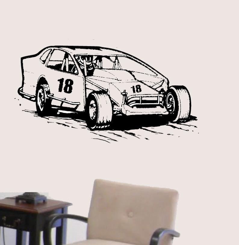 794x814 Modified Racecar Vinyl Wall Decal Racing Race Car Extreme Etsy - Dirt Modified Drawing