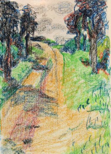 375x521 Landscape Italian Landscape, Dirt Road, Trees - Dirt Road Drawing
