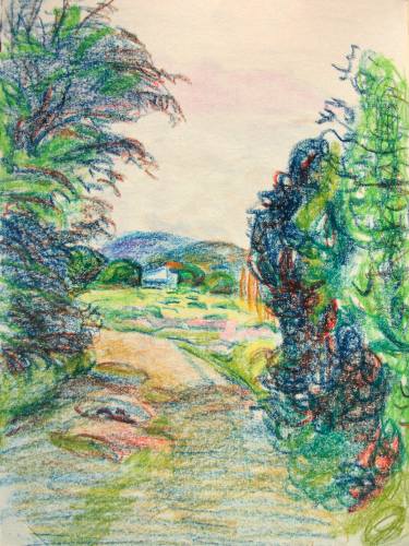 375x500 Landscape Italian Landscape, Farmer House, Rural Life, Dirt Road - Dirt Road Drawing