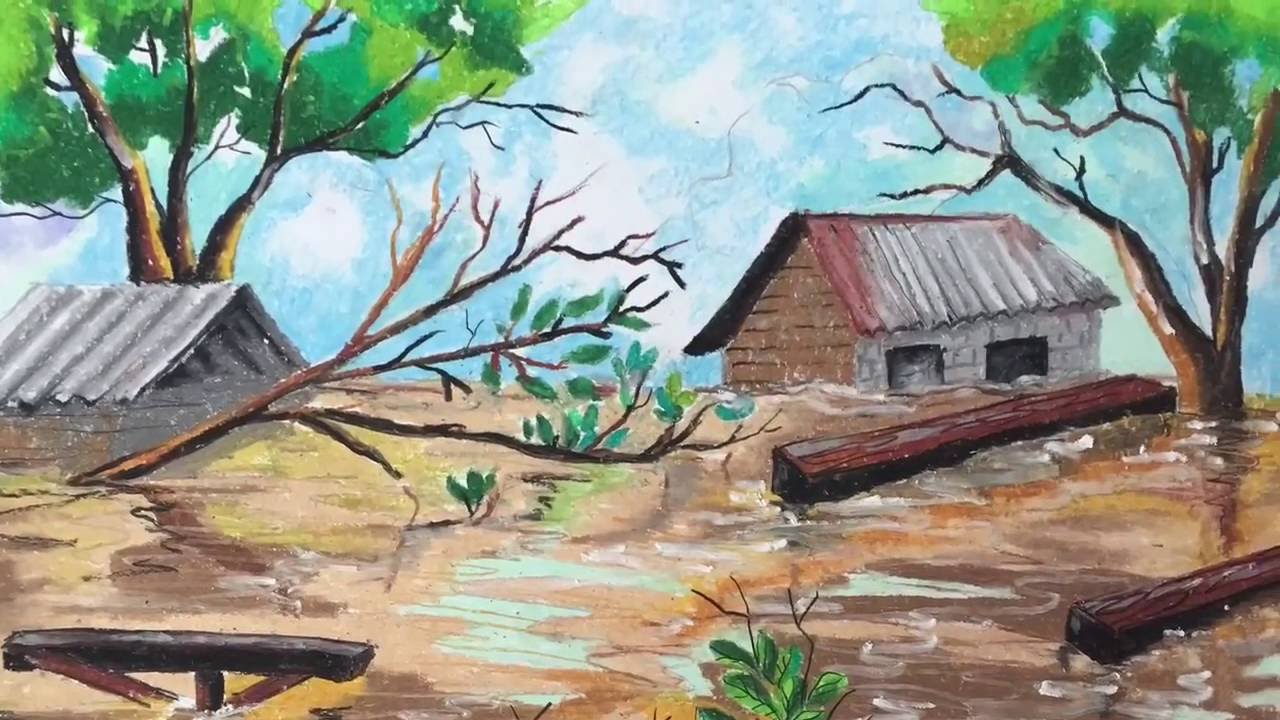 1280x720 learn how to colour flood with oil pastel - Disaster Drawing