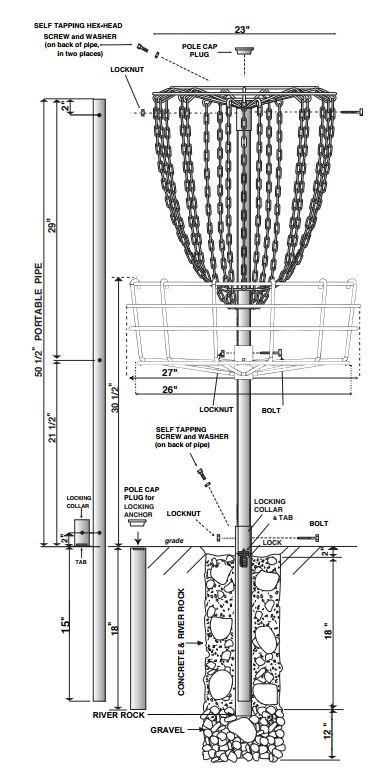 387x774 dga mach v permanent disc golf basket - Disc Golf Drawing