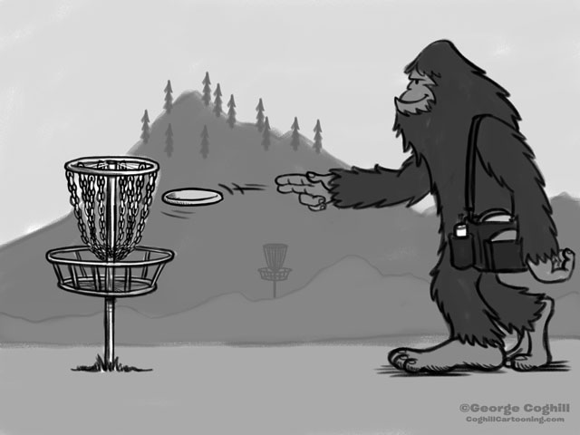 640x480 bigfoot disc golf cartoon sketch coghill cartooning cartoon - Disc Golf Drawing
