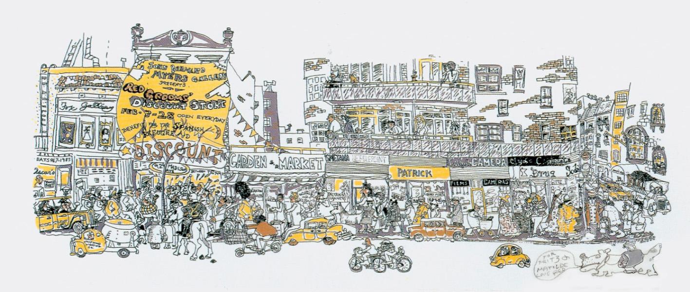 1417x600 Red Grooms, Discount Store, Silkscreen Drawing - Discount Drawings