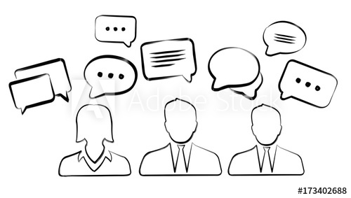 500x283 hand drawn discussion icons sketch - Discussion Drawing