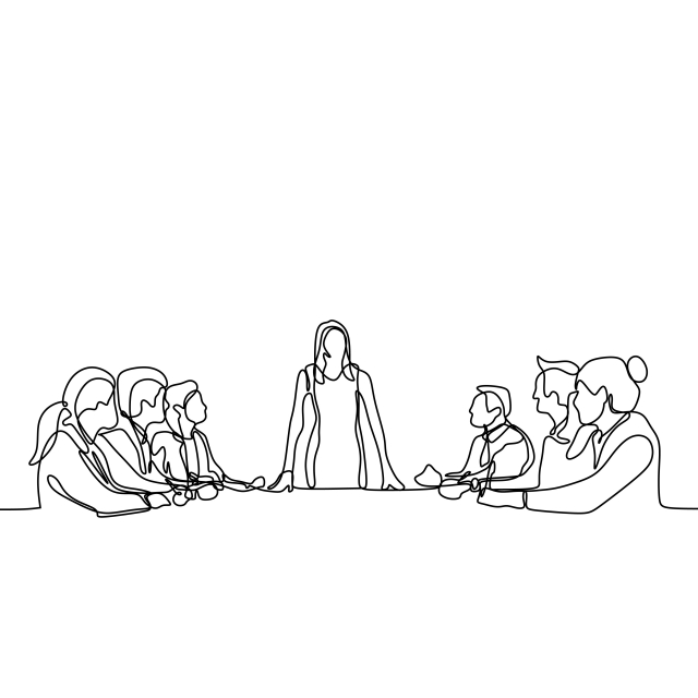 640x640 one continuous line drawing of group of young people as a worker - Discussion Drawing