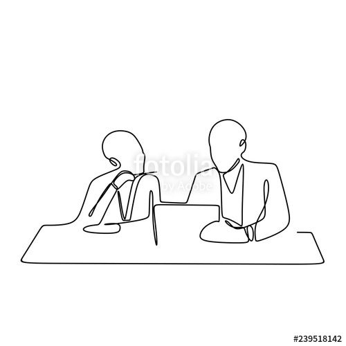 500x500 one line drawing vector of discussion work of two person - Discussion Drawing