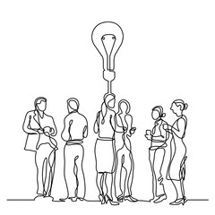 240x240 continuous line drawing of business team discussion idea - Discussion Drawing