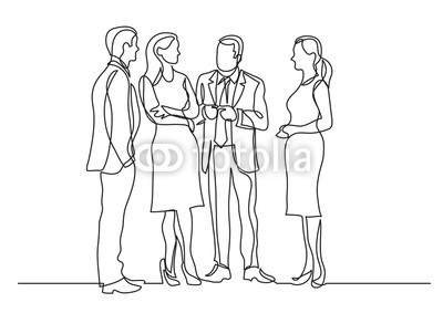400x283 continuous line drawing of group of business professionals - Discussion Drawing