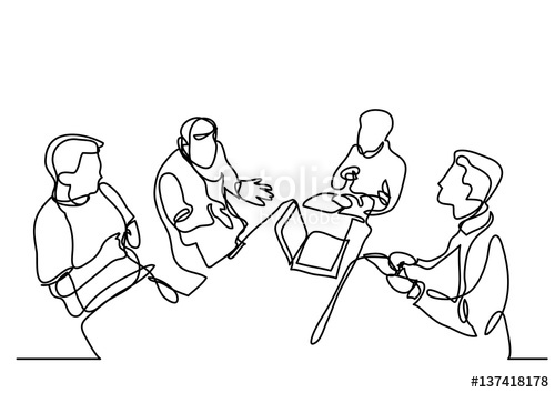 500x354 continuous line drawing of team discussion stock image - Discussion Drawing