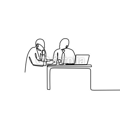 400x400 one line drawing vector of work discussion of two people buy - Discussion Drawing