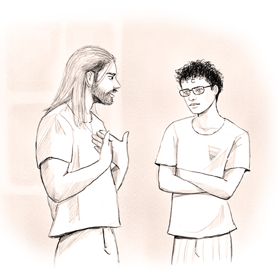 566x565 discussing stuff - Discussion Drawing