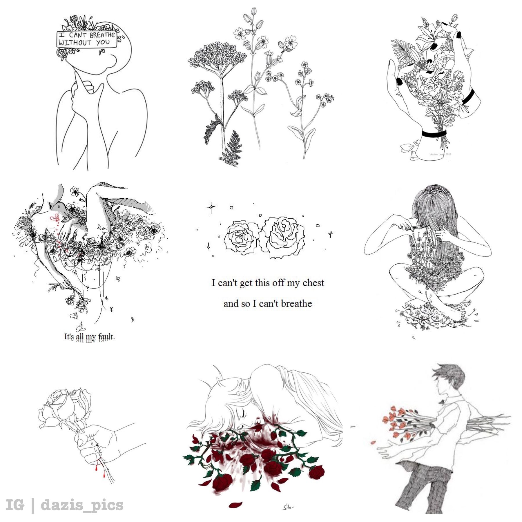 1800x1800 Hanahaki Disease Aesthetic Writing In Art, Flower - Disease Drawing